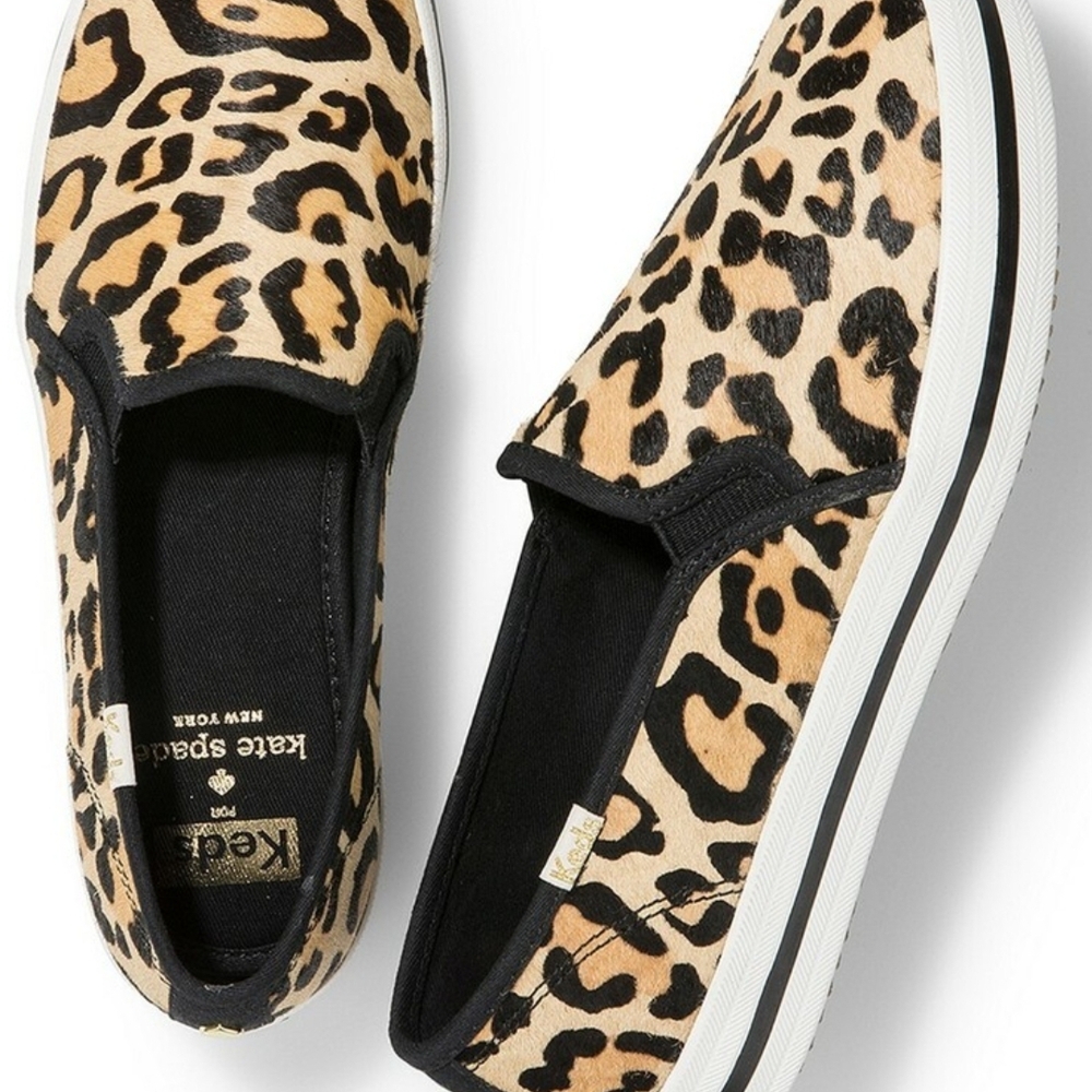 KEDS FOR Kate Spade NEW YORK DoublwLeopard Print Slip-On Sneakers - Beige/B
